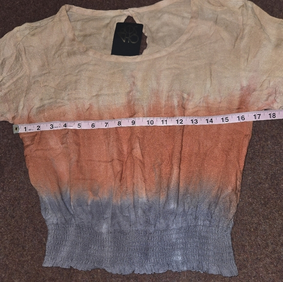 New! Chaser Smock Crop Shirt Ombre Purple Pink Lighy Pink Size XS - Picture 3 of 10